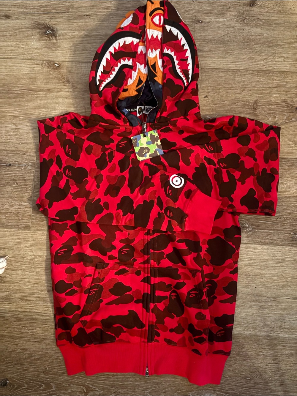 Bape Red & Brown Shark Camo Mens Hoodie